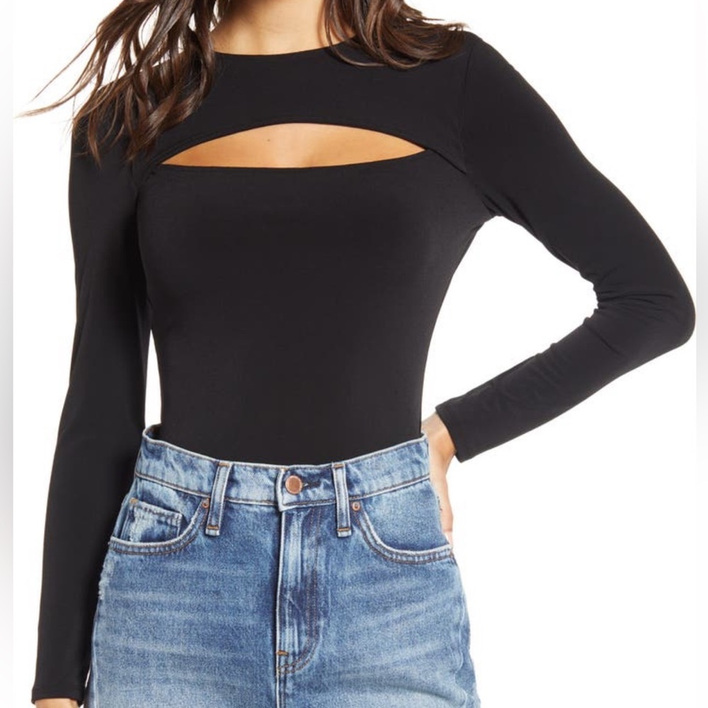 Leith Black Cut Out Top